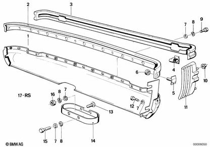 Borracha traseira para BMW Série 6 E24 (OEM 51121839142). BMW original