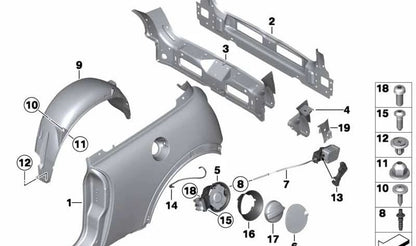 Revestimiento interior trasero OEM 41345A55AF7 para MINI R50, R53, R56, R56 LCI. Original MINI.