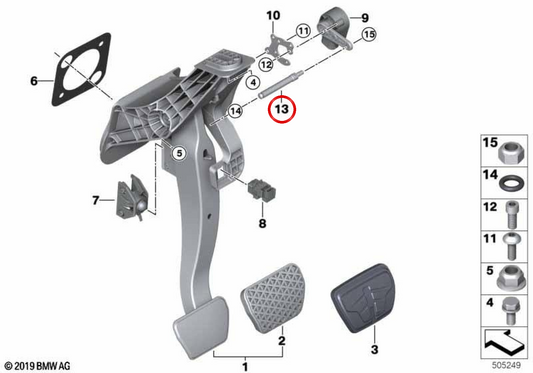 Tope sensor recorrido pedal de freno OEM 35002791546 para BMW G42, G20, G21, G22, G23, G26. Original BMW.
