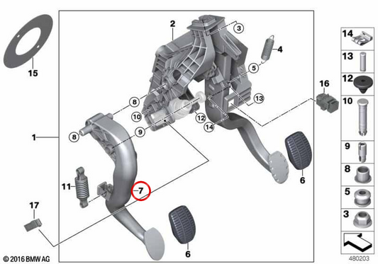 Pedale frizione OEM 35006860669 per MINI F56, F55, Clubman F54, Cabrio F57, Countryman F60 e altri. MINI originale.