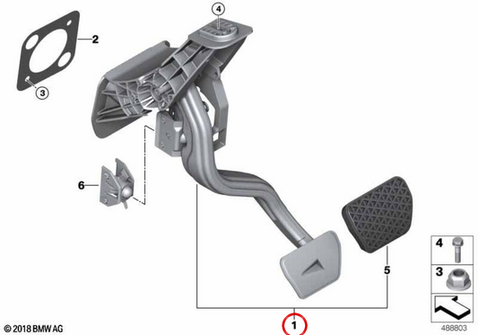 Pedal de freio completo OEM 35006896512 para BMW G80, G81, G82, G83, G26, G60, G61, G68, G90, G70, G45. BMW genuíno.