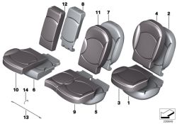 Tapizado respaldo tela centro OEM 52209809210 para MINI Countryman R60. Original MINI.