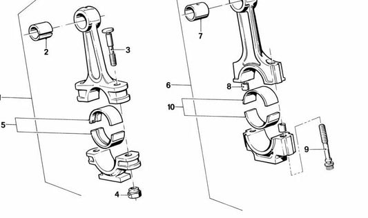 Rod bearing 44.50mm (+0.50) OEM 11241268003 for BMW E21, E12, E28 with M20 motor. Original BMW.
