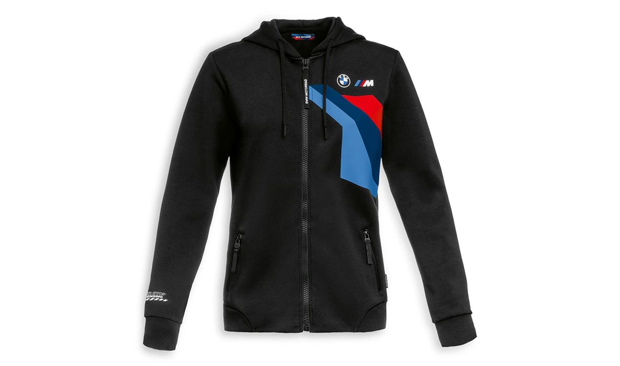 Sudadera Motorsport negra con cremallera talla XL OEM 76615A81575 para todas las motos BMW. Original BMW Motorrad.