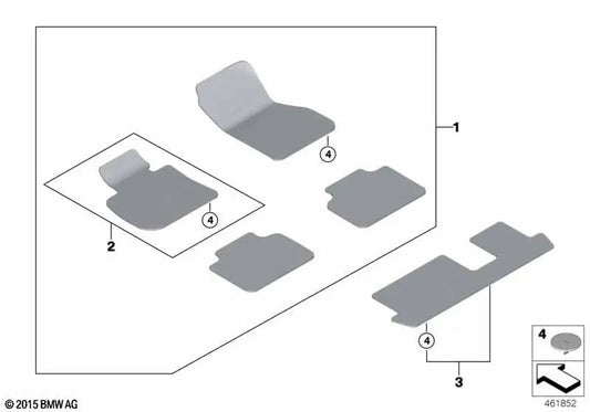 Velor Park 3e rangée de sièges pour la série BMW 2 F46, F46N (OEM 51477398196). BMW d'origine.