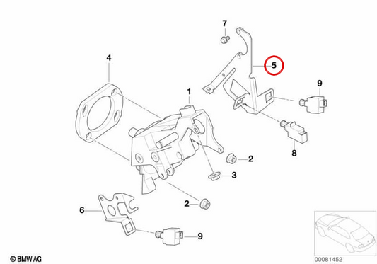 Soporte para interruptor de luz de freno y embrague OEM 35116751141 para BMW E52. Original BMW.