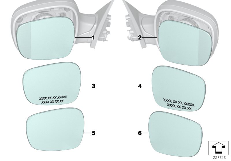 Cristal retrovisor derecho gran angular OEM 51162991664 para BMW X1 {E84: sDrive16i, sDrive18d, sDrive18i} todos los modelos compatibles. Original BMW.
