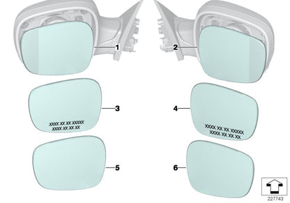 Cristal retrovisor derecho gran angular OEM 51162991664 para BMW X1 {E84: sDrive16i, sDrive18d, sDrive18i} todos los modelos compatibles. Original BMW.