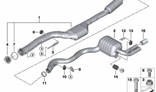 Silêncio traseiro OEM 18308594682 para BMW F34 (série 3 GT). Peça original da BMW.