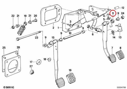 Spring de torsion de pédale de frein pour BMW E28, E24 (OEM 35211152112). BMW d'origine