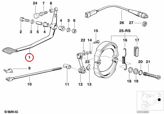 Poignée de frein OEM 35211452037 pour BMW K1200RS, K1200GT. BMW d'origine.