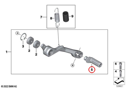 Pedal de freno OEM 35215A68086 para BMW Motorrad S 1000 RR (K67), M 1000 RR (K66). Original BMW Motorrad.