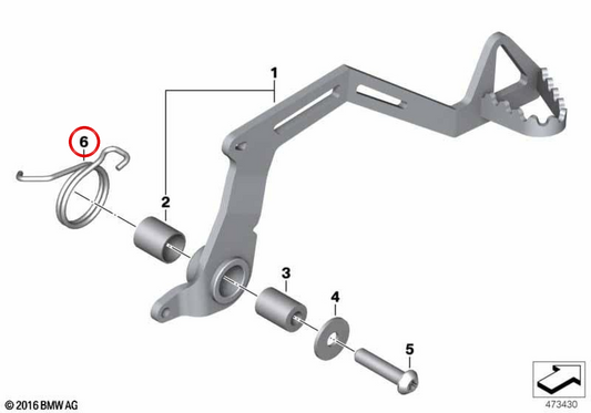 Muelle de torsión freno OEM 35217705366 para BMW F700GS, F650GS, F800GS, F800GS Adventure. Original BMW Motorrad.