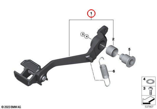 Pedale del freno posteriore SHADOW OEM 35217923282 per moto BMW R 1300 GS, R 1300 GS Adventure. Originale BMW Motorrad.