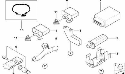 Rear support for tire pressure sensor (RDC) OEM 36206772188 for BMW E63, E63N, E64, E64N. Original BMW.