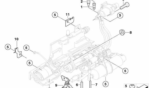 Soporte conector eléctrico OEM 12527522653 para BMW E60, E61, E63, E64. Original BMW.