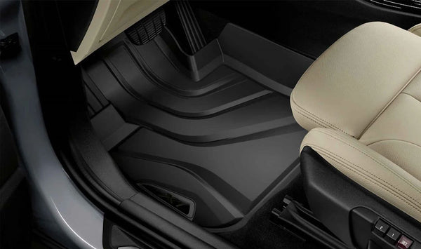 Alfombrillas delanteras 3D antideslizantes negras OEM 51472464907 para BMW X1 F48 y F48N. Protegen contra agua y suciedad. Original BMW.