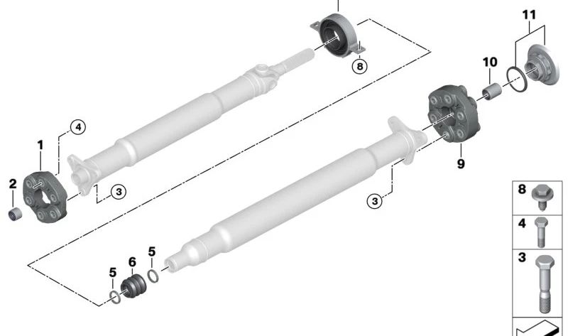 Soporte central de transmisión OEM 26108850509 para BMW X3 (G01, G01N, G08, G08N), X4 (G02, G02N), X5 (G05, G05N), X6 (G06, G06N). Original BMW.