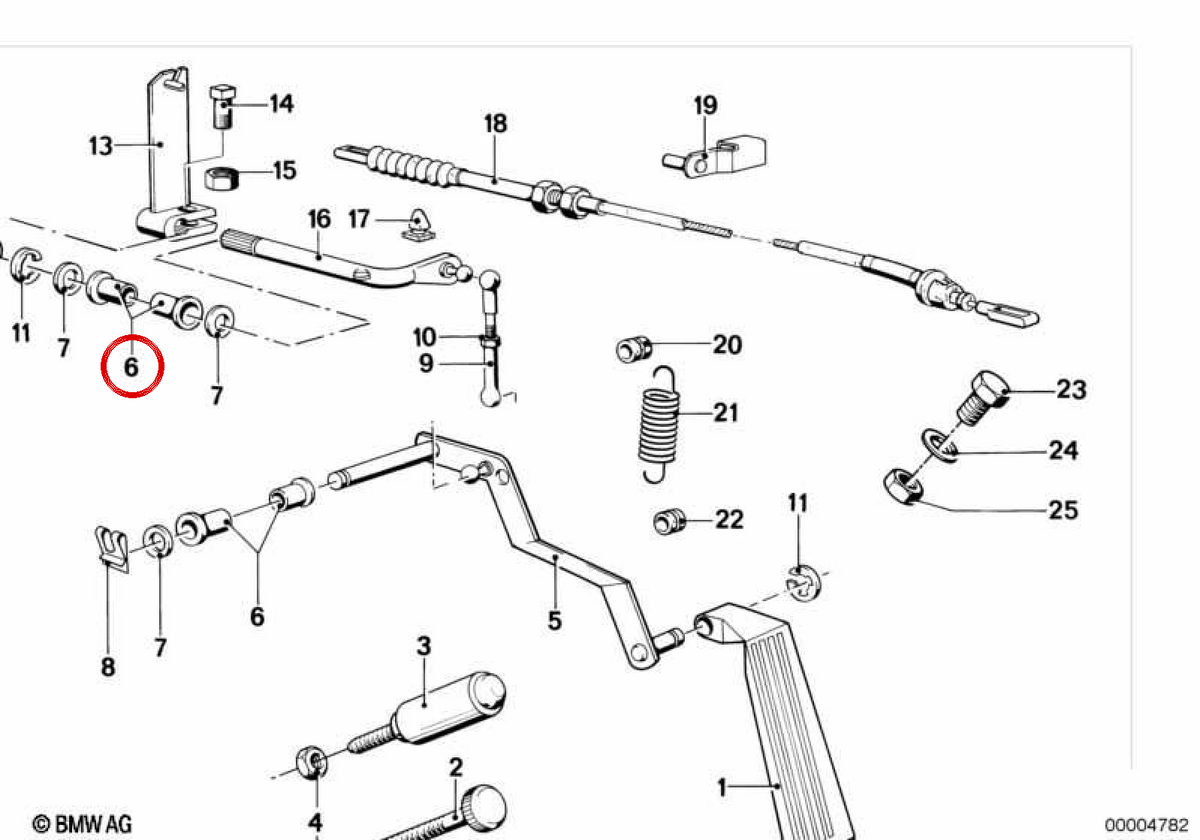 Guide OEM Casquillo 35411100674 pour BMW E21, E36, E12, E28, E39, E24, E23, E38 et Z3. BMW d'origine.