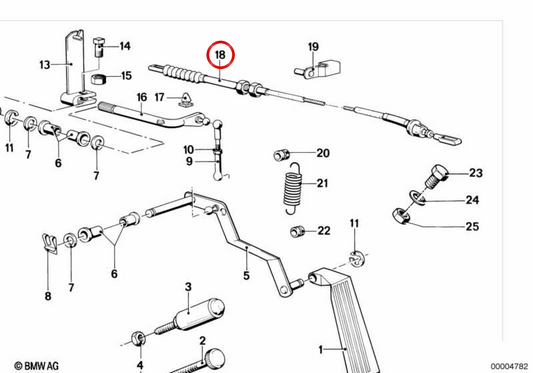Bowden Kabelhandbremse 35411115456 für BMW E21. Original BMW.