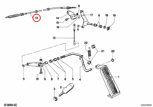 Câble Bowden (accélérateur / embrayage) OEM 35411120903 pour BMW E12. BMW d'origine.