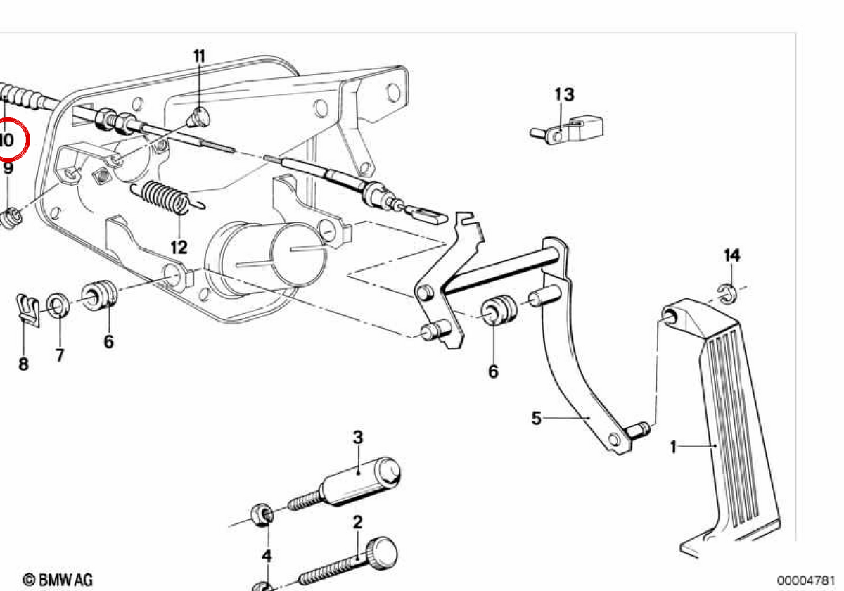 Freno a mano cavo Bowden 35411121007 per BMW E21. BMW originale.