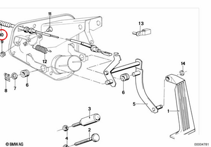 Freno a mano cavo Bowden 35411121007 per BMW E21. BMW originale.