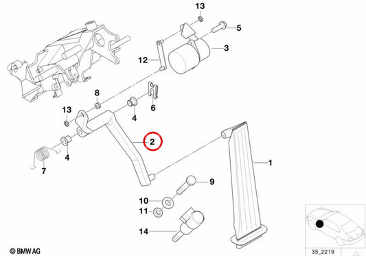 Pedal de freio OEM 35411162207 para BMW E39, E38. BMW genuíno.