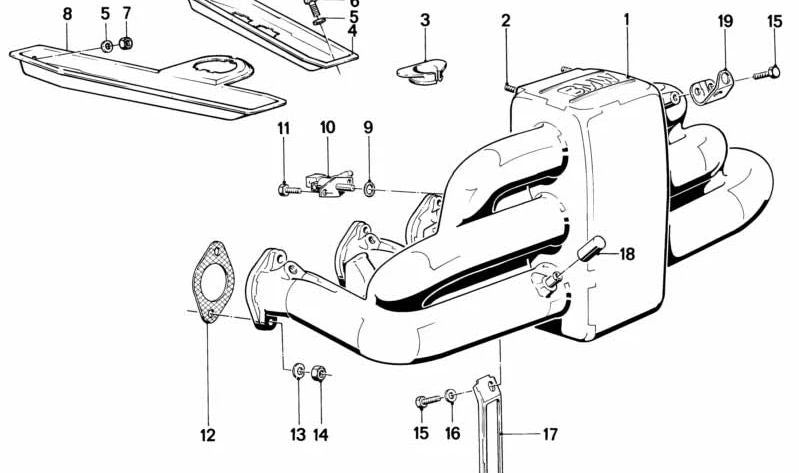 Brazo de soporte admisión OEM 11611278069 para BMW E28, E24, E23. Original BMW.