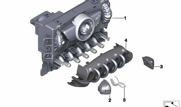 Cubierta de interruptor OEM 64113456233 para MINI R56 LCI, Clubman R55 LCI, Coupé R58, Roadster R59. Original MINI.