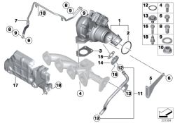 Brida para turbocompresor OEM 11657823280 para MINI R55, R56, R57, R58, R59, R60, R61. Original MINI.