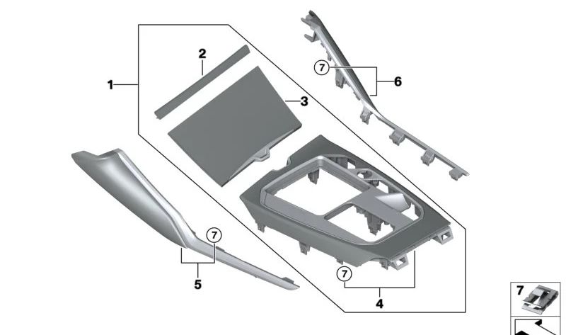 Panel de protección consola central cuero cuarzo M izquierdo OEM 51166806804 para BMW Serie 3 G20, G21 (2018-2022). Original BMW.