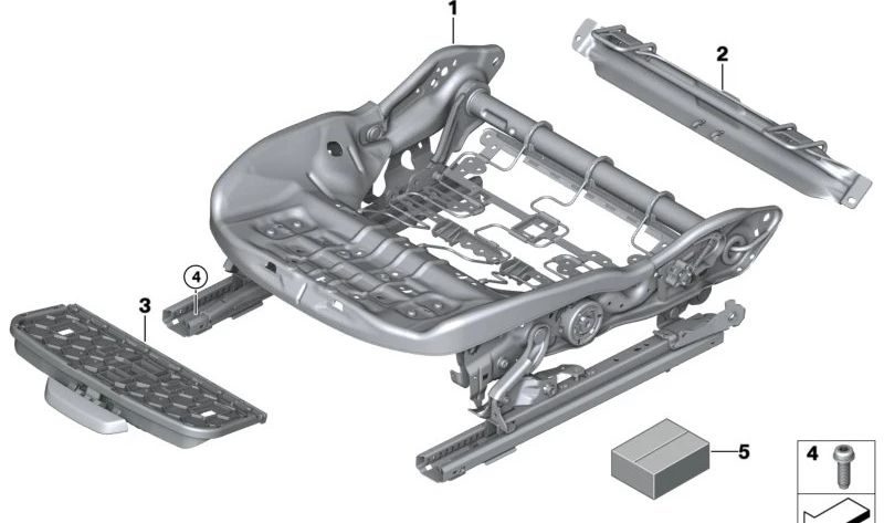 Mecanismo de assento elétrico esquerdo para BMW Série 1 F70, Série 2 U06, X1 U11, U12, X2 U10, X3 G45, MINI F65, U25 (OEM 52107911651) BMW original