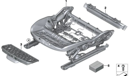 Mecanismo de assento elétrico esquerdo para BMW Série 1 F70, Série 2 U06, X1 U11, U12, X2 U10, X3 G45, MINI F65, U25 (OEM 52107911651) BMW original