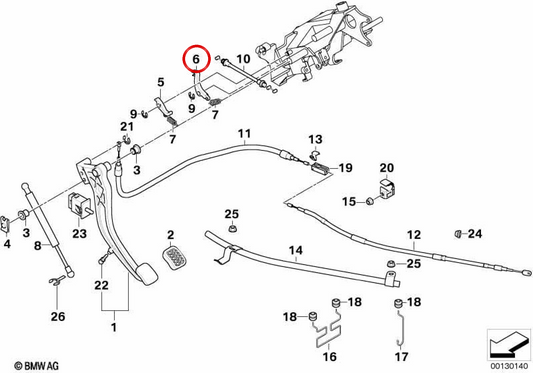Palanca de liberación OEM 35511162558 para BMW E38. Original BMW.
