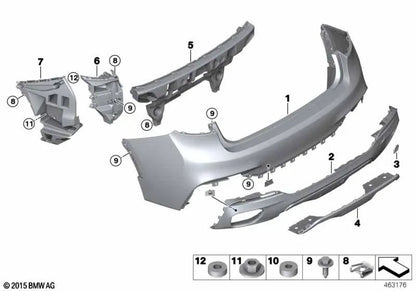 Asiento de parachoques trasero izquierdo OEM 51127319829 para BMW X6 F16. Original BMW.