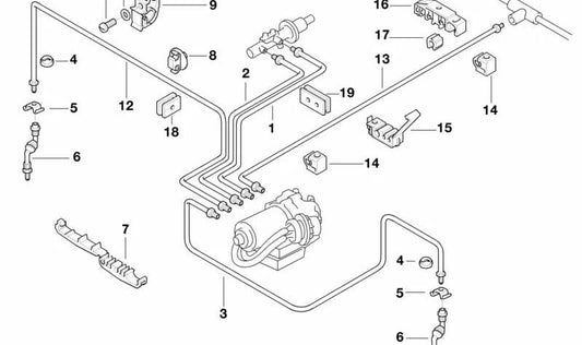 Tubo de freno OEM 34326755634 para BMW 114, 1502, 1600, 2002, 2500, 2800, 3.0, E12, E21, E24, Z1, Z3. Compatible con motores M10. Original BMW.