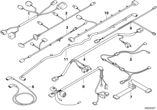 Cableado sensor dirección activa OEM 61126970307 para BMW E60, E61, E63, E64. Compatible con versiones 520d, 520i, 523i, 525d, 525i. Recambio original BMW.