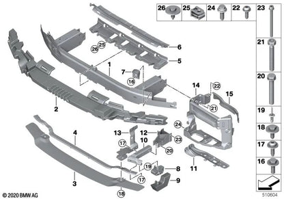 Conexión vertical derecha para BMW Serie 5 F90, F90N (OEM 51118068454). Original BMW