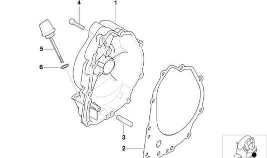 Junta de tapa de cárter de motor derecha OEM 11147651440 para motos BMW C1 125, C1 200. Original BMW Motorrad.
