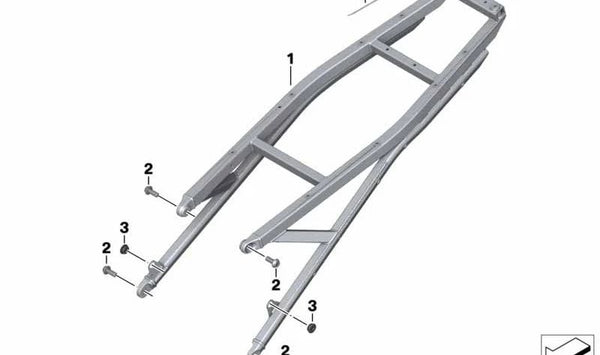 Subchasis trasero OEM 46518528588 para BMW Motorrad R 1200 RT (2013-2018), R 1250 RT (2018-2020), R 1250 RT (2020-2023). Repuesto original BMW Motorrad.