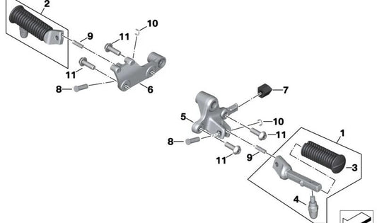 Stütze für rechten Vorderfuß OEM 46711540804 für BMW R 18, R 18 Classic Motorräder. Original BMW Motorrad.