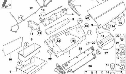 Tapa inferior guantera OEM 51459210998 para BMW X5 E70, E70N y BMW X6 E71, E72. Acabado en bambú oscuro. Original BMW.