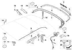 Juego de fijación cable tensor izquierdo OEM 54342758519 para MINI Cabrio R57, R57 LCI. Original MINI.