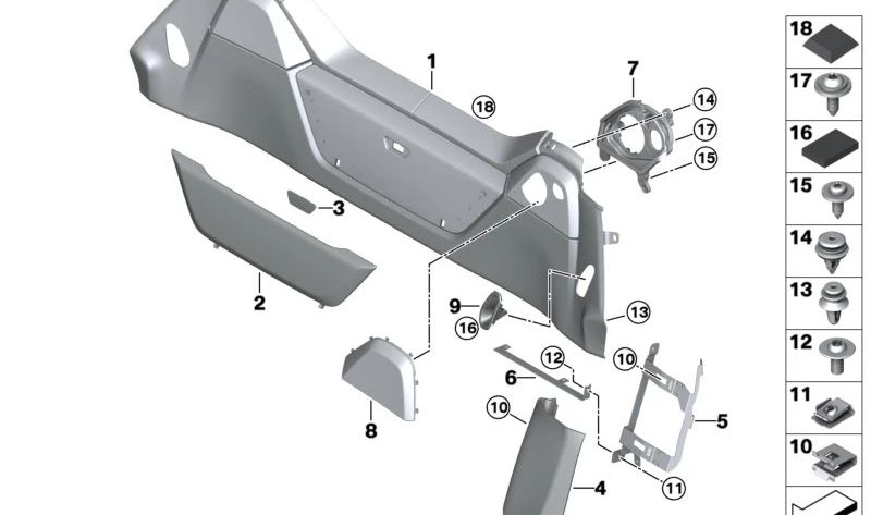 Panel de revestimiento de mampara OEM 51477489524 para BMW i8 (I15). Original BMW.