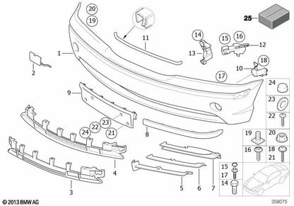 Links Stoßstange Grid OEM 51117043495 für BMW E46. Original BMW.