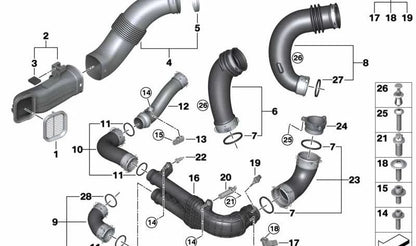 Conducto de admisión izquierdo OEM 13718053370 para BMW F97, F97N, F98, F98N. Original BMW.
