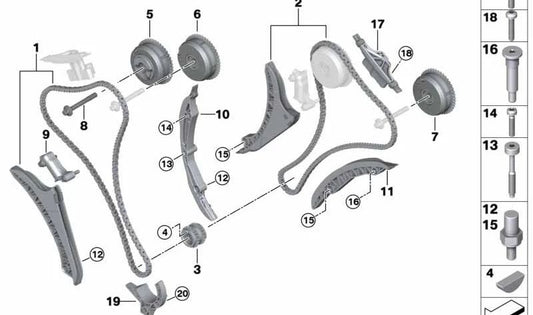 OEM 11127570995 fixing screw for BMW 5 Series (F07, F10, F11), 6 Series (F12, F13), 7 Series (F01, F02, F04, G12) and X5/X6 (E70, E71, E72). Original BMW.