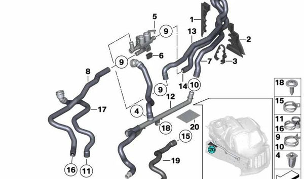 Tubo de retorno del refrigerante OEM 64219266419 para BMW F10, F11, F01, F02. Original BMW.