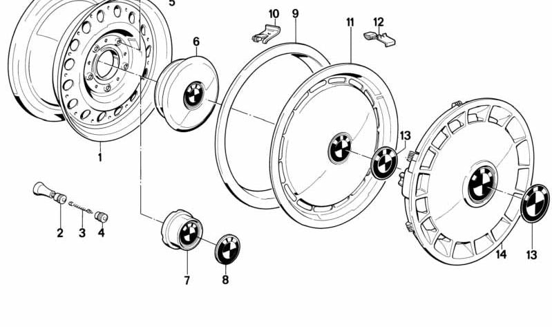 Rueda de Disco de Acero Negro para BMW Serie 5 E28 (OEM 36111129417). Original BMW